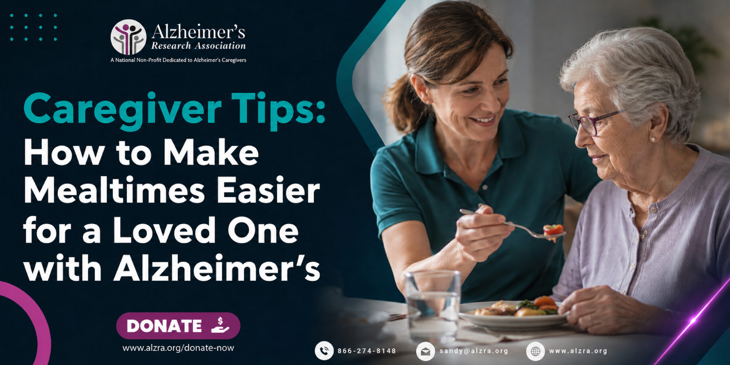 Caregiver assisting an elderly person with Alzheimer’s during a calm and supportive mealtime at home