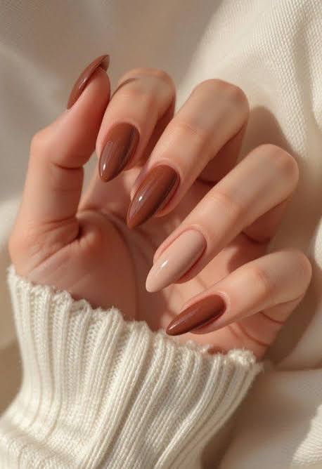 almond brown nails